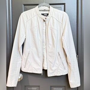 GUESS Women's Cream Leather like Jacket M